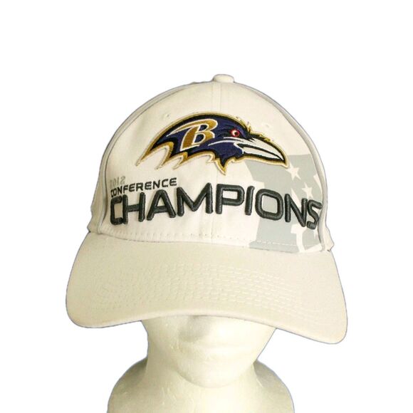 Baltimore Ravens 2012 AFC Champions Trophy Hat Cap NFL Small/Medium S/M White - Picture 1 of 10